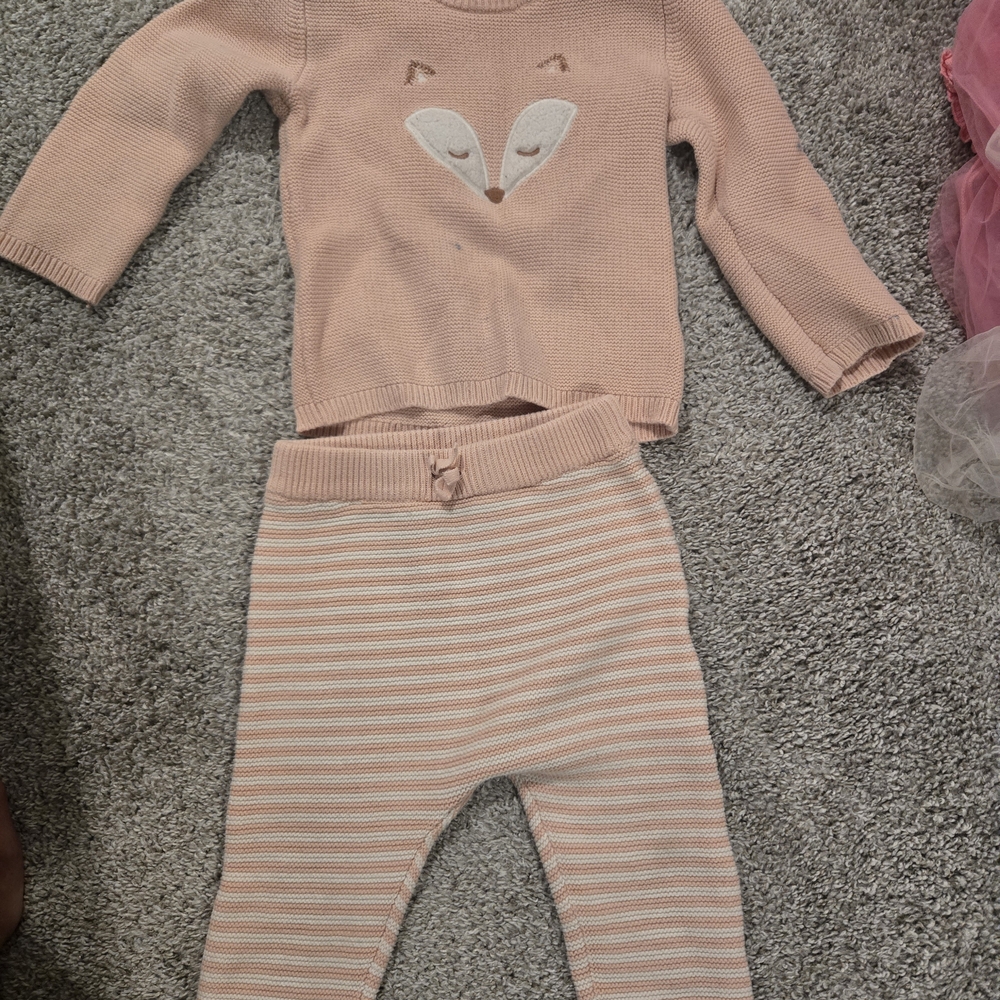 Carter's Pink Fox Knit Matching Set